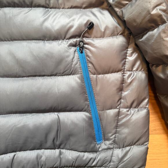 Men's Eddie Bauer Ascent Silver Blue Downlight StormDown Puffer Jacket Sz Medium - Picture 8 of 11